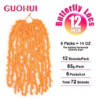 Guohui Super Light Butterfly Locs Crochet Hair 12 Inch 6 Packs Prelooped Soft Distressed Faux Locs Braids For Women Kids 12 In