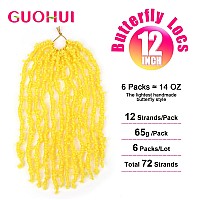 Guohui Super Light Butterfly Locs Crochet Hair 12 Inch 6 Packs Prelooped Soft Distressed Faux Locs Braids For Women Kids 12 In