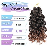 Curly Crochet Hair For Black Women 8 Inch 3 Packs Gogo Curl Crochet Hair Water Wave Short Curly Braiding Hair For Boho Braids Be