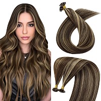 Sunny Hair Highlight Ktips Hair Extensions Human Hair Brown 16In K Tip Hair Extensions Real Human Hair Medium Brown Highlight Ca