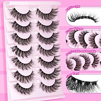 Alice Eyelashes Fluffy Cat Eye Lashes False Eyelashes Clear Band Wave Lashes D Curl Natural Faux Mink Lashes Strip Lashes Pack 7