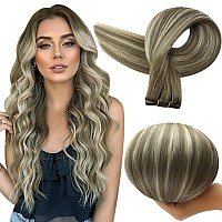 Full Shine Sew In Hair Extensions Soft Straight Hair Color 77800 Ash Brown To Blonde Mix Brown Weft Hair Extensions For Women