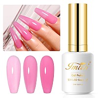 Imtiti Sheer Pink Gel Nail Polish 15Ml Jelly Pink Purple Translucent Color Uvled Soak Off Gel Polish For Diy Nail Art Manicure