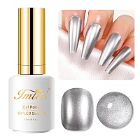 Imtiti Metal Silver Gel Polish 15Ml Bottles Silver Metallic Nail Art 3D Mirror Chrome Effect Gel Nail Polish Glossy Soak Off Uv