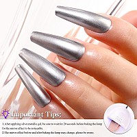 Imtiti Metal Silver Gel Polish 15Ml Bottles Silver Metallic Nail Art 3D Mirror Chrome Effect Gel Nail Polish Glossy Soak Off Uv