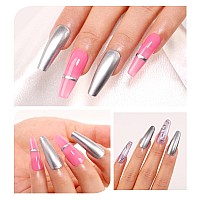 Imtiti Metal Silver Gel Polish 15Ml Bottles Silver Metallic Nail Art 3D Mirror Chrome Effect Gel Nail Polish Glossy Soak Off Uv