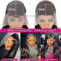 Rssmall 13X6 Lace Front Wigs Human Hair For Women 180 Density Hd Transparent 24 Inch Straight Lace Front Wigs Human Hair Pre Plu