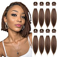 Kavsorapi Brown Braiding Hair 10 Inch Pre Stretched Hair Short Straight Crochet Braids Yaki Texture Synthetic Fiber 8 Packs 30