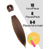 Kavsorapi Brown Braiding Hair 10 Inch Pre Stretched Hair Short Straight Crochet Braids Yaki Texture Synthetic Fiber 8 Packs 30