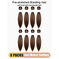 Kavsorapi Brown Braiding Hair 10 Inch Pre Stretched Hair Short Straight Crochet Braids Yaki Texture Synthetic Fiber 8 Packs 30