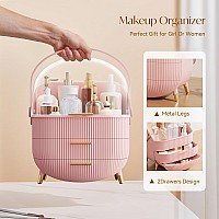 Makeup Storage Organizer With Lid Waterproof Cosmetics Skincare Organizer For Vanity Portable Makeup Storage Box For Counterto