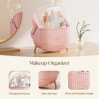 Makeup Storage Organizer With Lid Waterproof Cosmetics Skincare Organizer For Vanity Portable Makeup Storage Box For Counterto