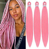 Pink Braiding Hair24 Inch 3 Packs Pre Stretched Braiding Hairombre Prestretched Hair For Black Women Human Hairprofessional I