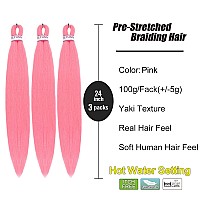 Pink Braiding Hair24 Inch 3 Packs Pre Stretched Braiding Hairombre Prestretched Hair For Black Women Human Hairprofessional I