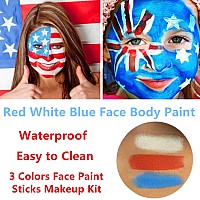 Go Ho 3 Colors Red White And Blue Face Paint Stickwaterproof Eye Black Stickface Body Paint Professional Halloween Sfxqueen O