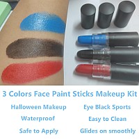 Go Ho 3 Pcs Red Black And Blue Creamblendable Stick 3 Colors Face Body Paint Stickeye Black Baseball Sticks Face Paint For B