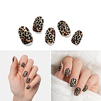 Adora Couture Semi Cured Gel Nail Strips 20Pcs Glossy Animal Print Nail Art Full Sticker Nail Wraps For Women Salon Nails A