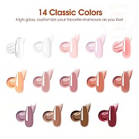 Rosalind Poly Nail Gel Kit 14 Colors 72 Nail Art Accessories Kit Clear Nude Poly Nails Gel Kit Starter Kit With Slip Solution