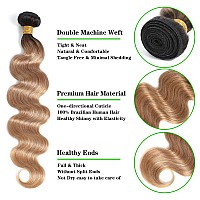 10A Ombre Human Hair Bundles With Closure Ombre Brazilian Hair Body Wave With Lace Closure T1B27 18 20 2216 Brazilian Virgin