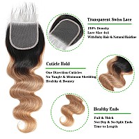 10A Ombre Human Hair Bundles With Closure Ombre Brazilian Hair Body Wave With Lace Closure T1B27 18 20 2216 Brazilian Virgin