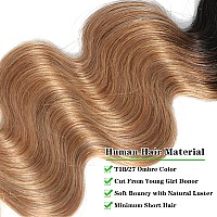 10A Ombre Human Hair Bundles With Closure Ombre Brazilian Hair Body Wave With Lace Closure T1B27 18 20 2216 Brazilian Virgin