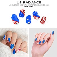 Adora Couture Semi Cured Gel Nail Strips 20Pcs Red And Blue American Vibe Gel Nail Sticker Gel Nail Stickers With Uv Light R