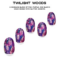 Adora Couture Semi Cured Gel Nail Strips Fall 30Pcs Uv Gel Nail Stickers With Uv Light Purple Glitter Nail Wrap Fall Nail