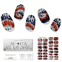 Adora Couture Semi Cured Gel Nail Strips 30Pcs Blue Red Glitter Twisting Gel Nail Sticker Gel Nail Stickers With Uv Light Re