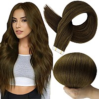 Full Shine Remy Tape In Hair Extensions Human Hair Long Straight Hair Extensions Color 3 Brown Tape In Human Hair 50Gram Invisib