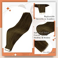 Full Shine Remy Tape In Hair Extensions Human Hair Long Straight Hair Extensions Color 3 Brown Tape In Human Hair 50Gram Invisib