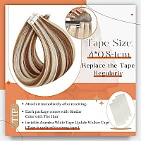 Full Shine Tape In Hair Extensions Color 330P800 Blonde Tape In Extensions 22 Inch Invisible Tape In Human Hair Extensions Doubl