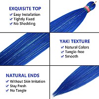 Run Shui Blue With Tinsel Pre Stretched Braiding Hair 2 Packs Pre Feathered Braid Hair Extensions 30 Inches Kanekalon Hair Braid