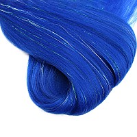 Run Shui Blue With Tinsel Pre Stretched Braiding Hair 2 Packs Pre Feathered Braid Hair Extensions 30 Inches Kanekalon Hair Braid