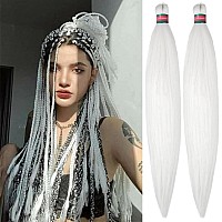 Run Shui White Pre Stretched Braiding Hair 2 Packs Pre Feathered Braid Hair Extensions 30 Inches Kanekalon Hair Braids