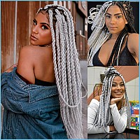 Run Shui White Pre Stretched Braiding Hair 2 Packs Pre Feathered Braid Hair Extensions 30 Inches Kanekalon Hair Braids