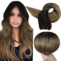 Full Shine Weft Hair Extensions Human Hair Sew In Extensions Real Human Hair Balayage Natural Black To Light Brown Mix Blonde Re