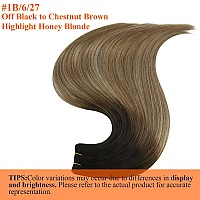 Full Shine Weft Hair Extensions Human Hair Sew In Extensions Real Human Hair Balayage Natural Black To Light Brown Mix Blonde Re