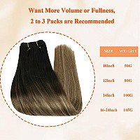 Full Shine Weft Hair Extensions Human Hair Sew In Extensions Real Human Hair Balayage Natural Black To Light Brown Mix Blonde Re