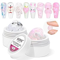 Mizhse Solid Builder Gel Aurora Pink Clear Hard Gel For Nails Nonsticky Building Gel Sculpting Gel 3D Gel Nail Mermaid Pear