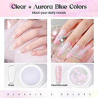 Mizhse Solid Builder Gel Aurora Pink Clear Hard Gel For Nails Nonsticky Building Gel Sculpting Gel 3D Gel Nail Mermaid Pear