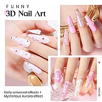 Mizhse Solid Builder Gel Aurora Pink Clear Hard Gel For Nails Nonsticky Building Gel Sculpting Gel 3D Gel Nail Mermaid Pear