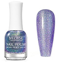 Mizhse Quick Dry Nail Polish Holographic Neon Purple Nail Polish Air Dry Fast 15Ml05 Fl Oz Regular Sparkle Shimmery Oilbase