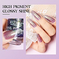 Mizhse Quick Dry Nail Polish Holographic Neon Purple Nail Polish Air Dry Fast 15Ml05 Fl Oz Regular Sparkle Shimmery Oilbase