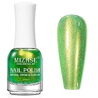 Mizhse Quick Dry Nail Polish Holographic Neon Green Nail Polish Air Dry Fast 15Ml05 Fl Oz Regular Shiny Glitter Oilbased Sh