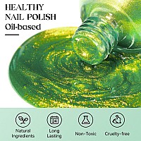 Mizhse Quick Dry Nail Polish Holographic Neon Green Nail Polish Air Dry Fast 15Ml05 Fl Oz Regular Shiny Glitter Oilbased Sh