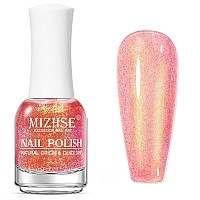 Mizhse Nail Polish Air Dry Fast Holographic Neon Orange Nail Polish Quick Dry 15Ml05 Fl Oz Regular Shiny Shimmer Oilbased G