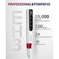 Airsee Eh3 Professional Cordless Electric Nail Drill Machine 35000 Rpm Stepless Speed Rechargeable Nail File Set With Led Disp