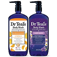 Dr Teals Body Wash With Pure Epsom Salt Daytimenighttime With Vitamin C Sleep Blend 24 Fl Oz Pack Of 2