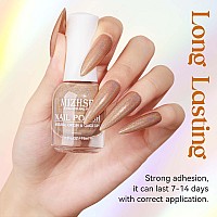 Mizhse Holographic Nail Polish Light Brown Shimmery Nail Polish Non Gel Air Dry Fast Glossy Shiny Nail Pigment Oilbased Laser