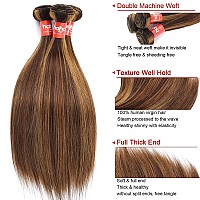 Haha P427 Honey Blonde Highlight Human Hair Bundles With Lace Closure 4X4 Brown Blonde Ombre Straight Bundles With Closure Braz